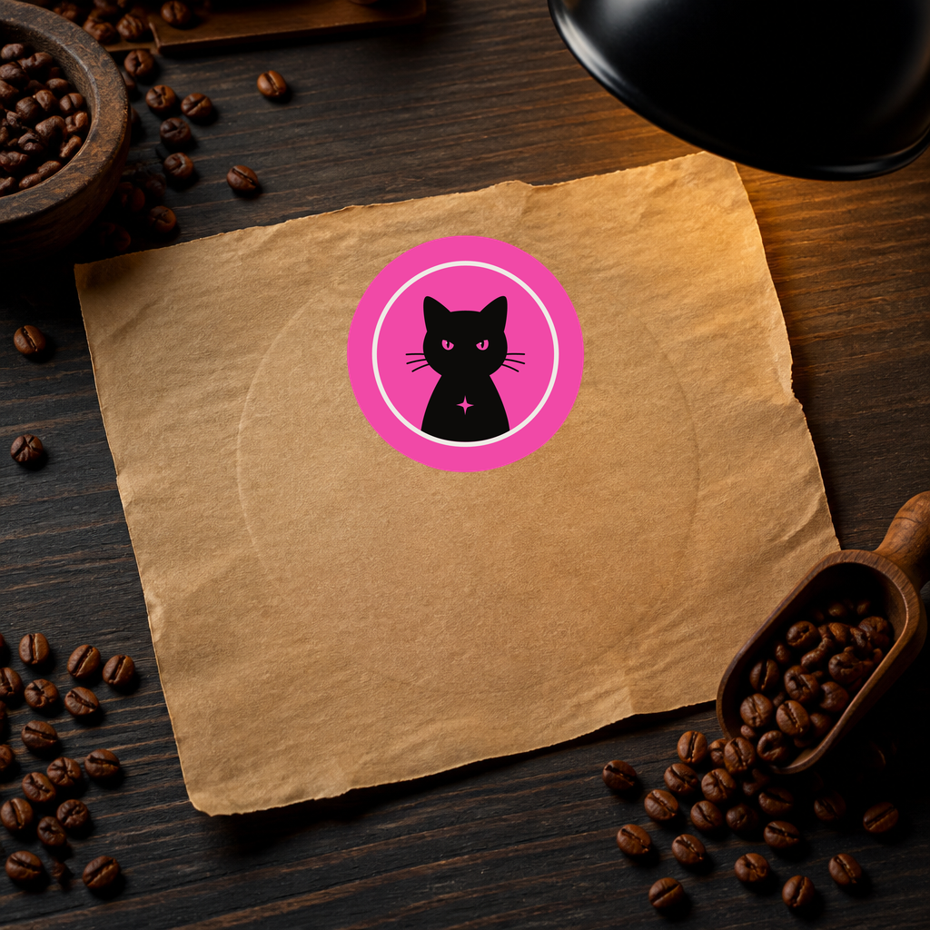 Cat stamp close on kraft